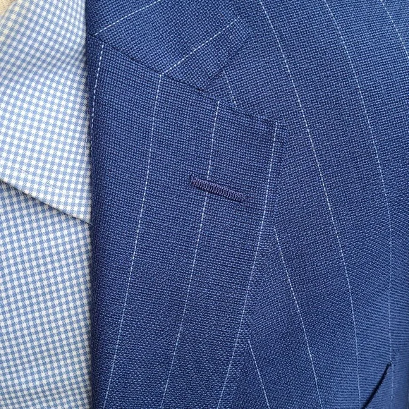 SUITSUPPLY Sienna Single Breasted INT Dark Blue Striped Wool Sz 44 R Suit Jacket